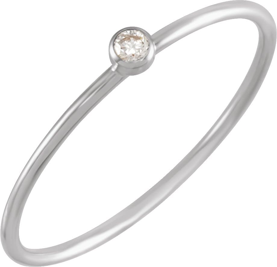 14K White .03 CT Natural Diamond Stackable Ring Size 5