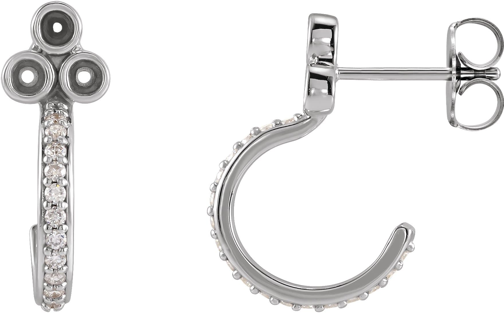 Accented Bezel-Set J-Hoop Earrings     view 1