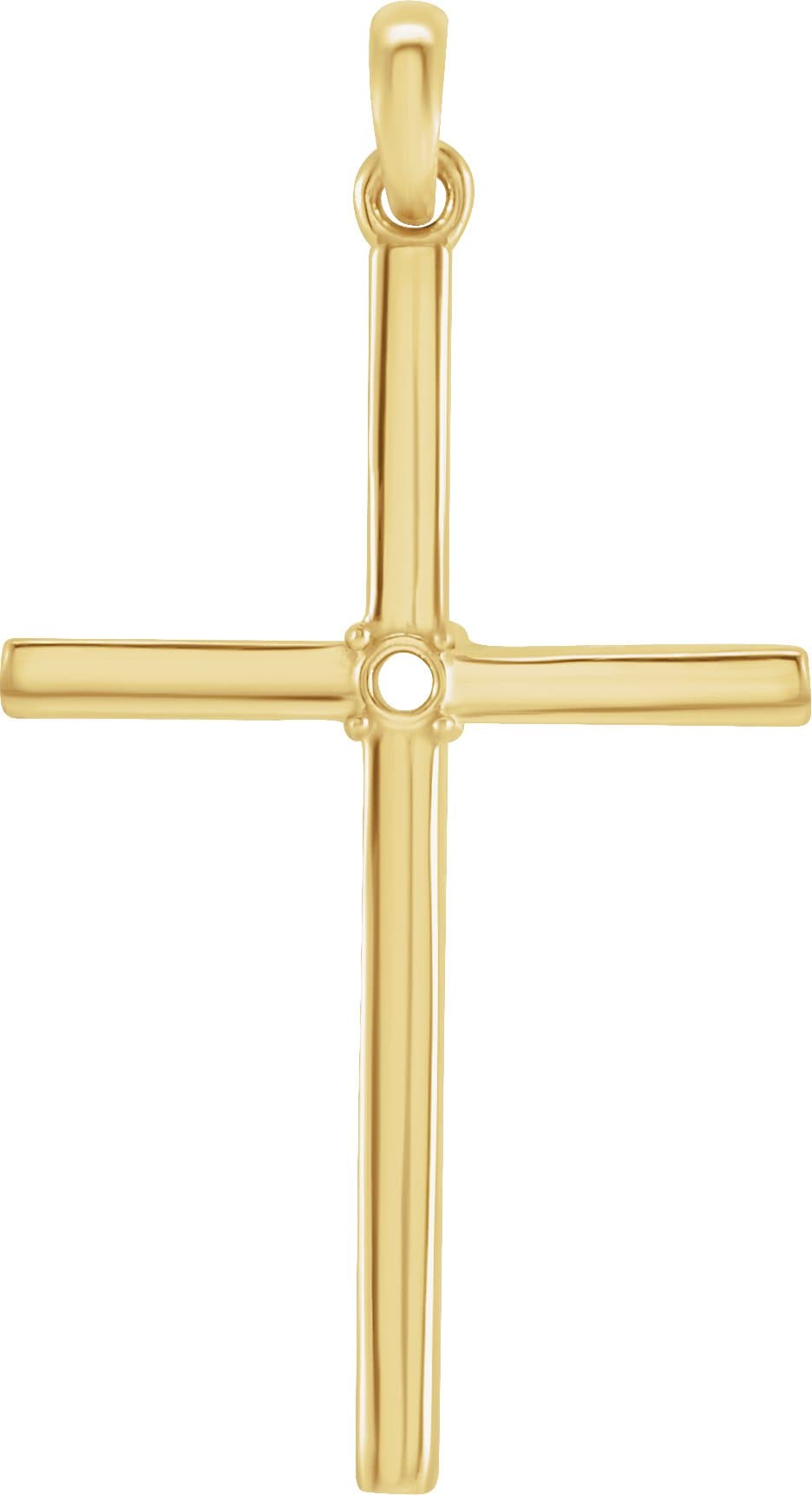 10K White 1.5 mm Round Cross Pendant Mounting