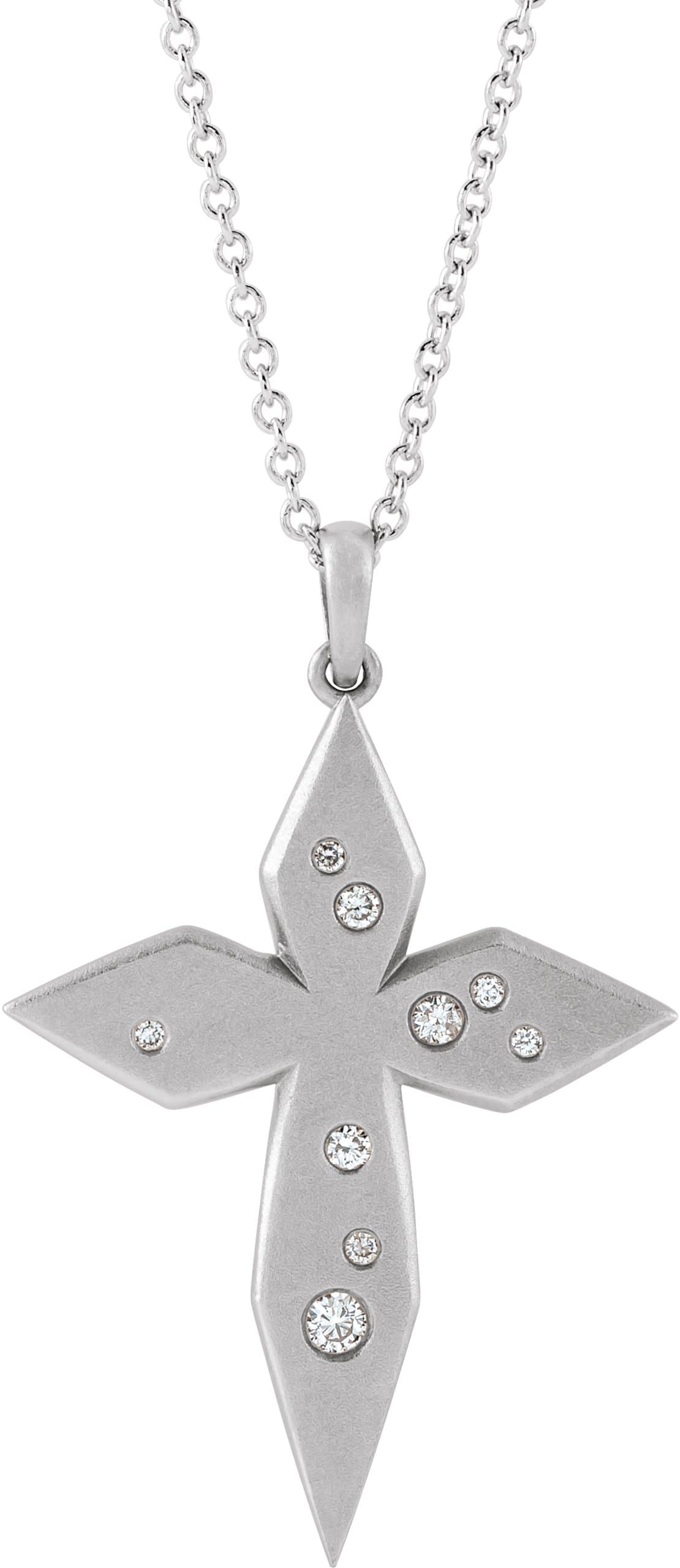 14K Yellow .08 CTW Natural Diamond Cross 16-18 Necklace