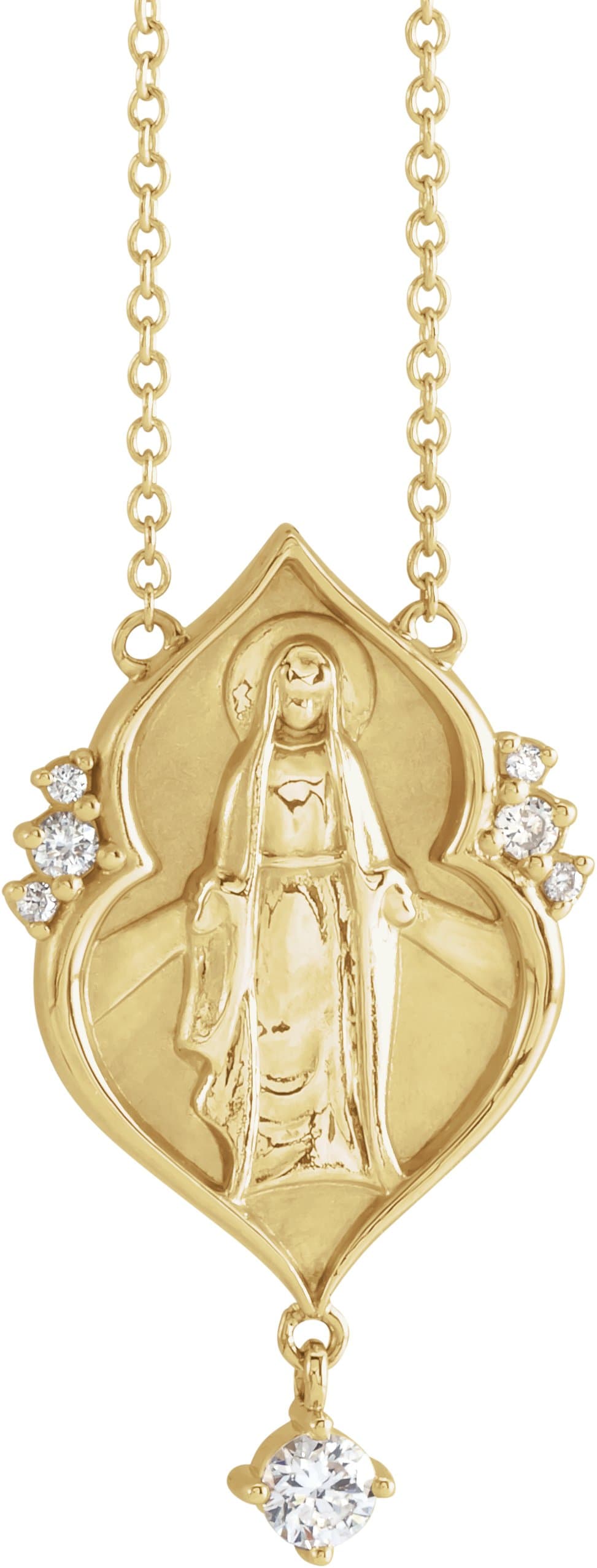 14K Rose .08 CTW Natural Diamond Miraculous Mary 18 Necklace