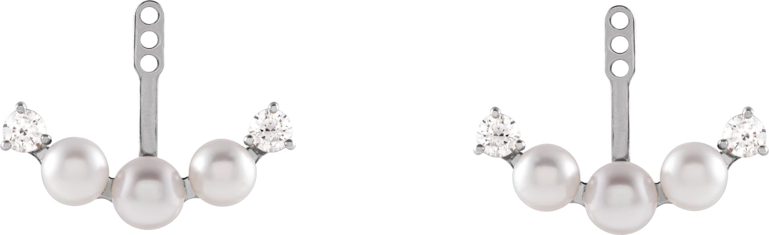 Three-Stone Pearl Earring Jackets view 2