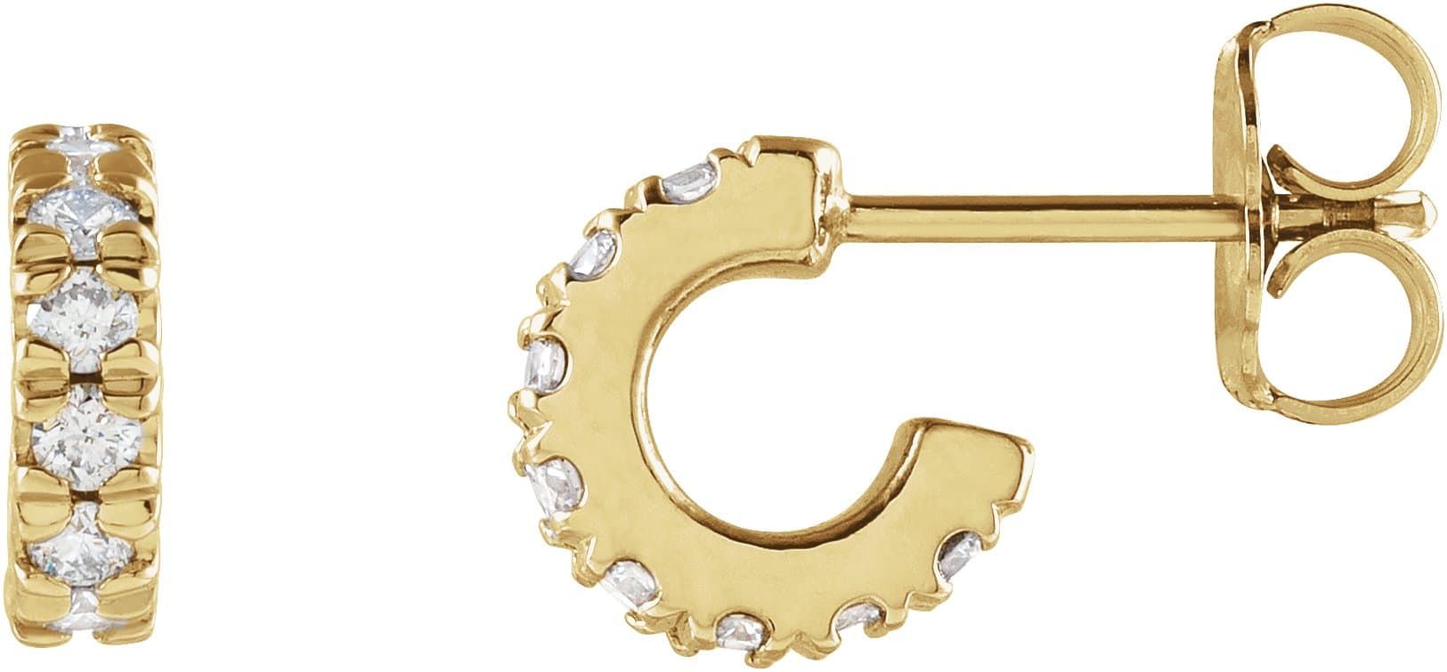 14K Rose 1/2 CTW Natural Diamond French-Set 15 mm Huggie Hoop Earrings