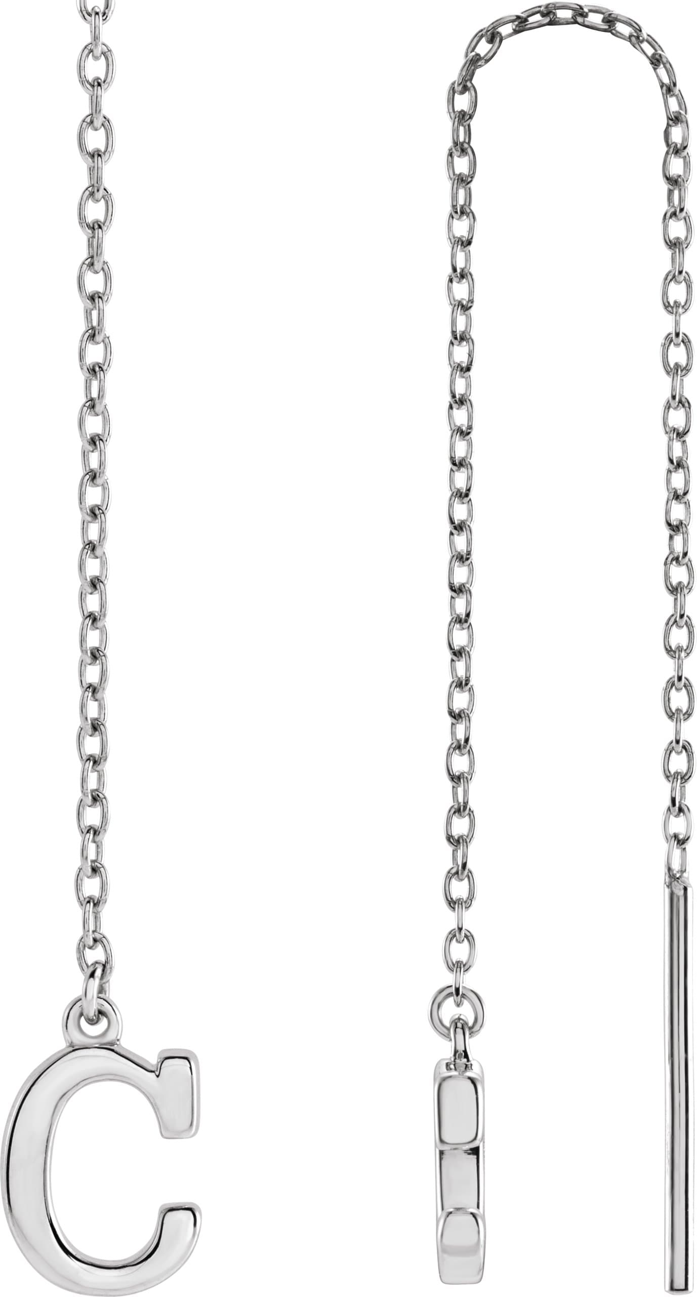 14K Rose Single Initial D Chain Earring