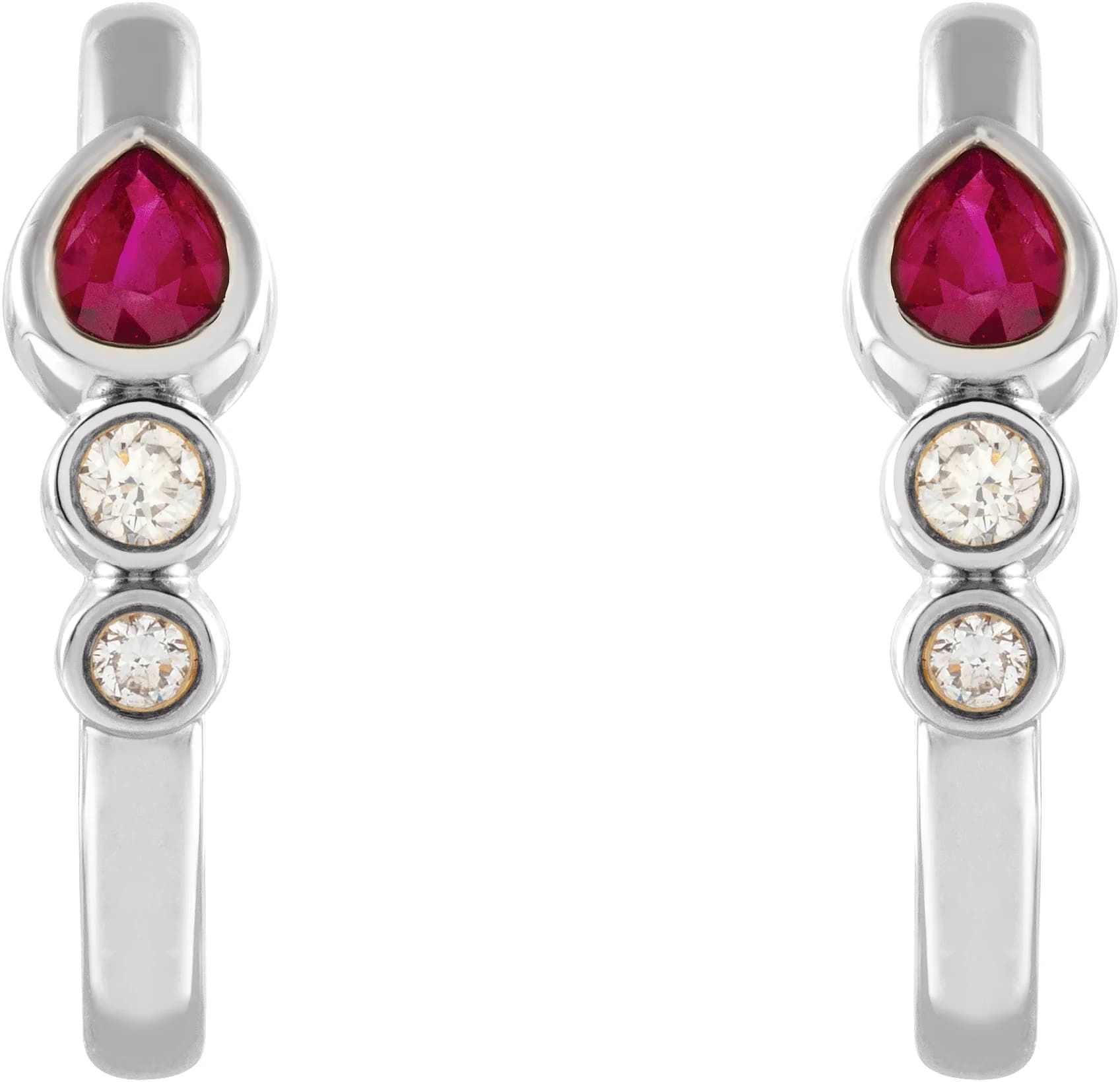 Bezel-Set Hoop Earrings, view 3