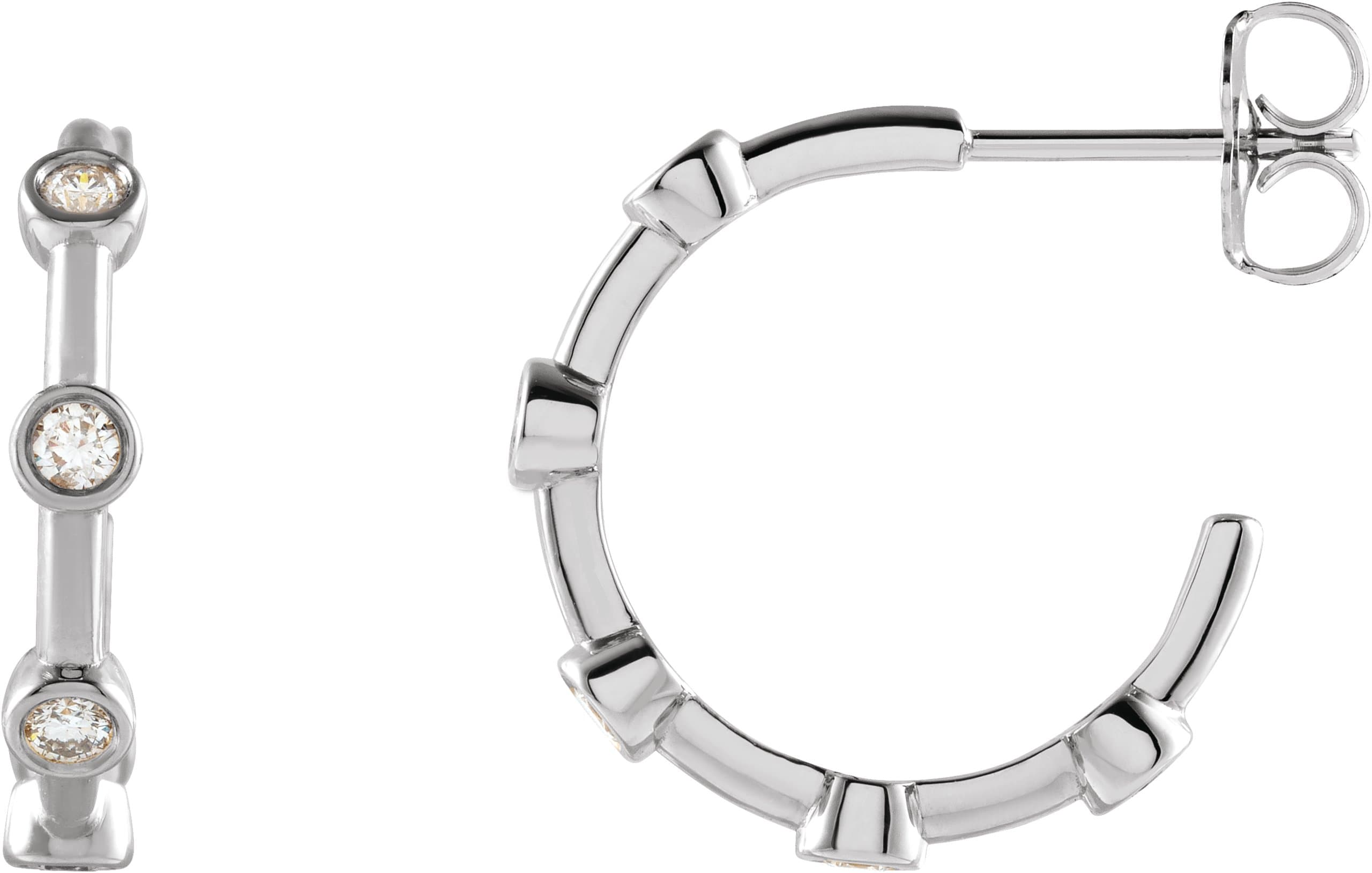 14K Rose 1/4 CTW Natural Diamond Bezel-Set Hoop Earrings