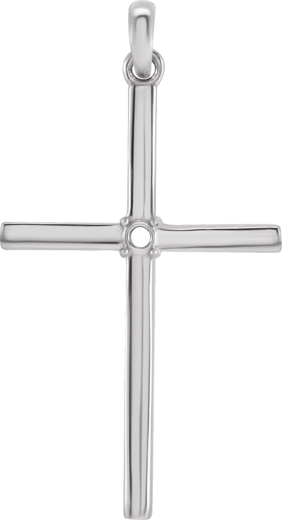 10K White 1.5 mm Round Cross Pendant Mounting