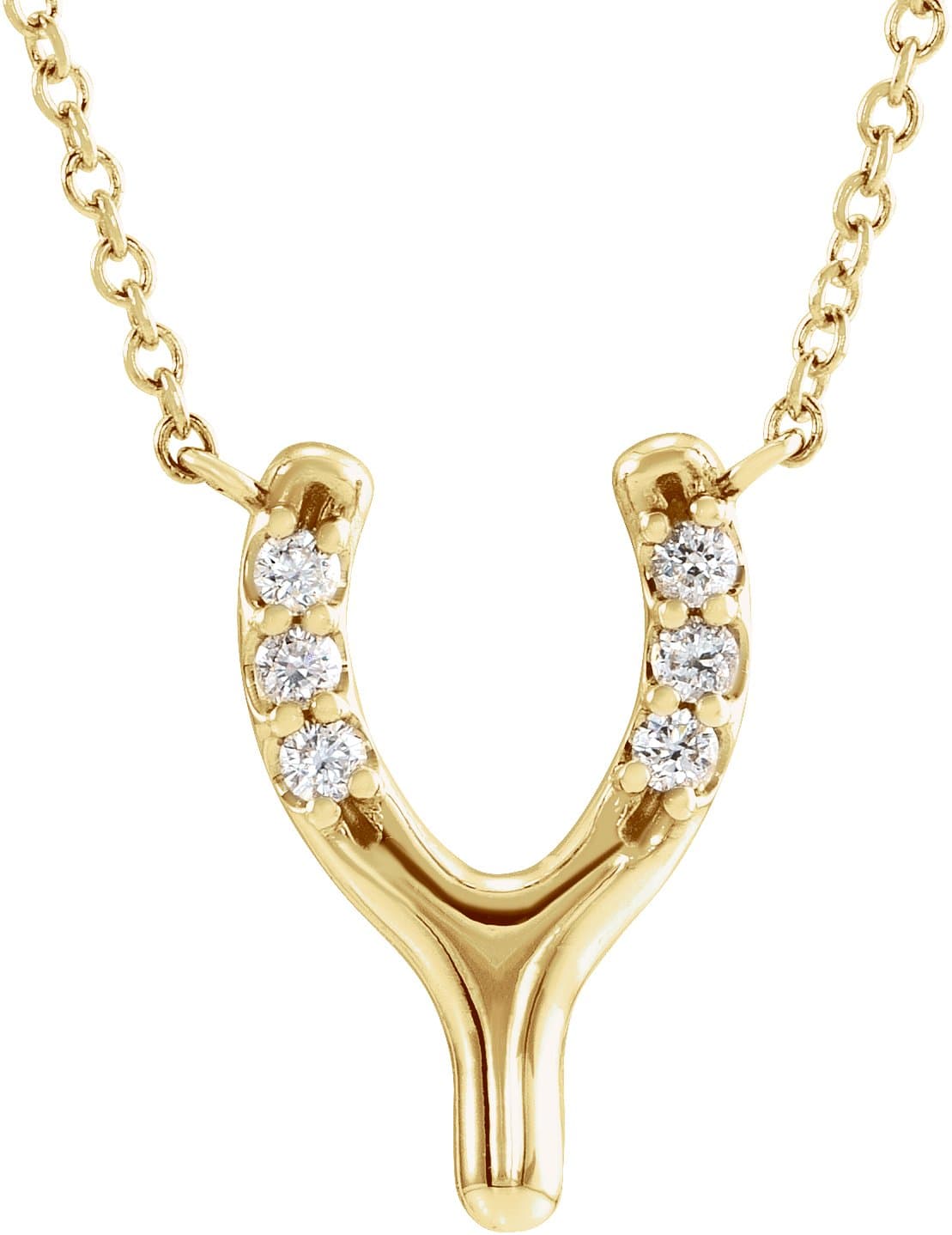 14K Rose .08 CTW Natural Diamond Petite Wishbone 18 Necklace