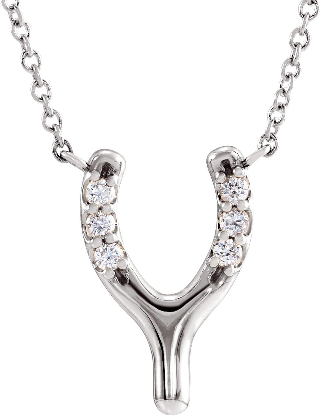 14K Rose .08 CTW Natural Diamond Petite Wishbone 18 Necklace