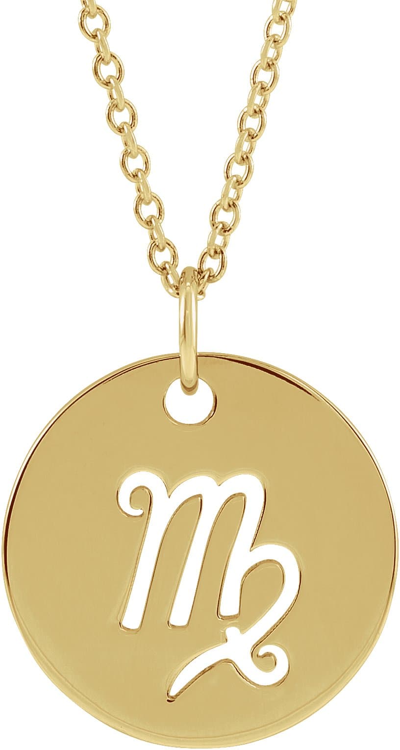14K Rose 16.5 mm Aquarius Zodiac Disc Charm/Pendant