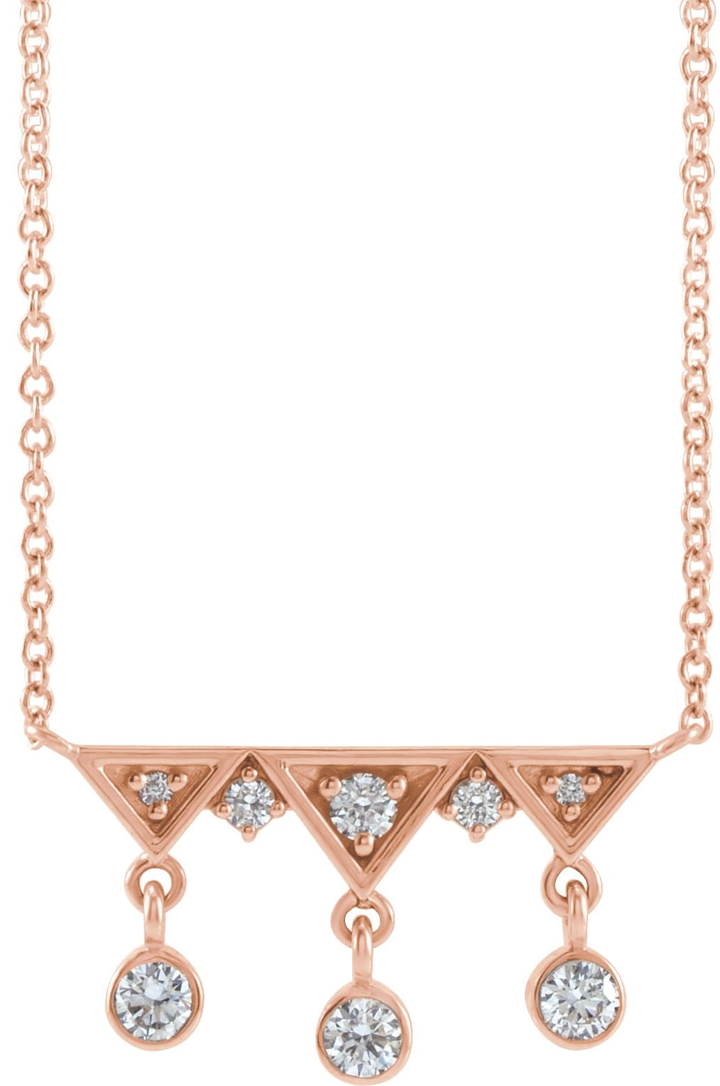 14K Rose 1/5 CTW Natural Diamond Fringe Bar 16 Necklace