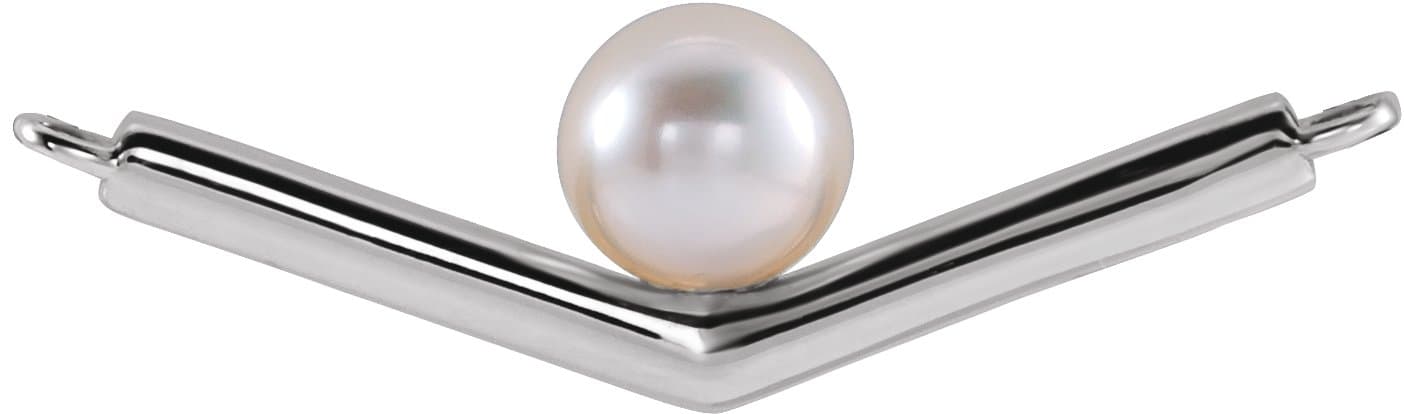 14K Rose Cultured White Akoya Pearl V 18 Necklace