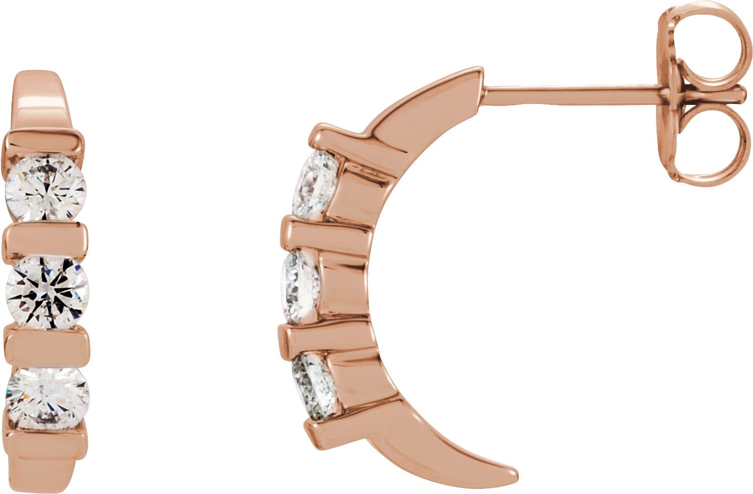 14K Rose 1 1/2 CTW Natural Diamond J-Hoop Earrings