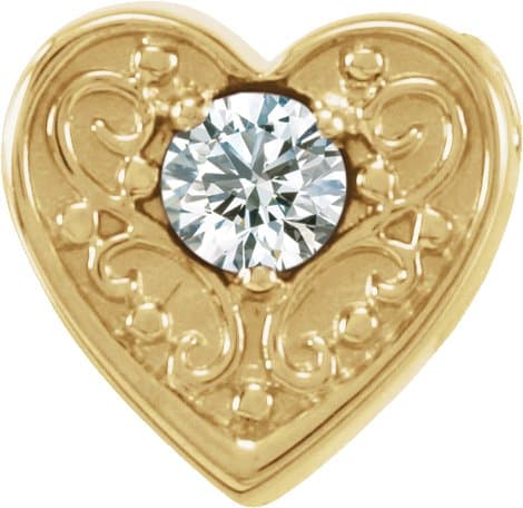 14K White Natural Blue Zircon Heart Slide Pendant