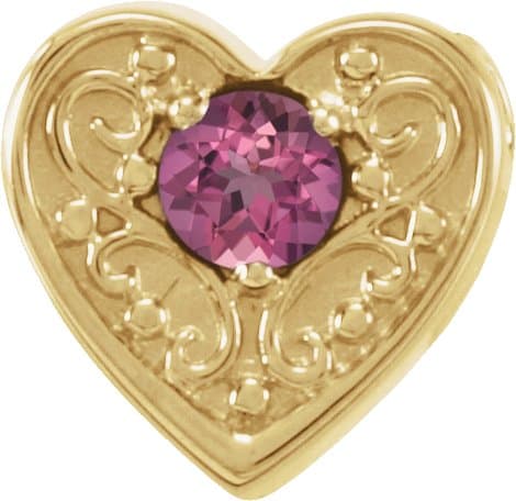 14K White Natural Blue Zircon Heart Slide Pendant