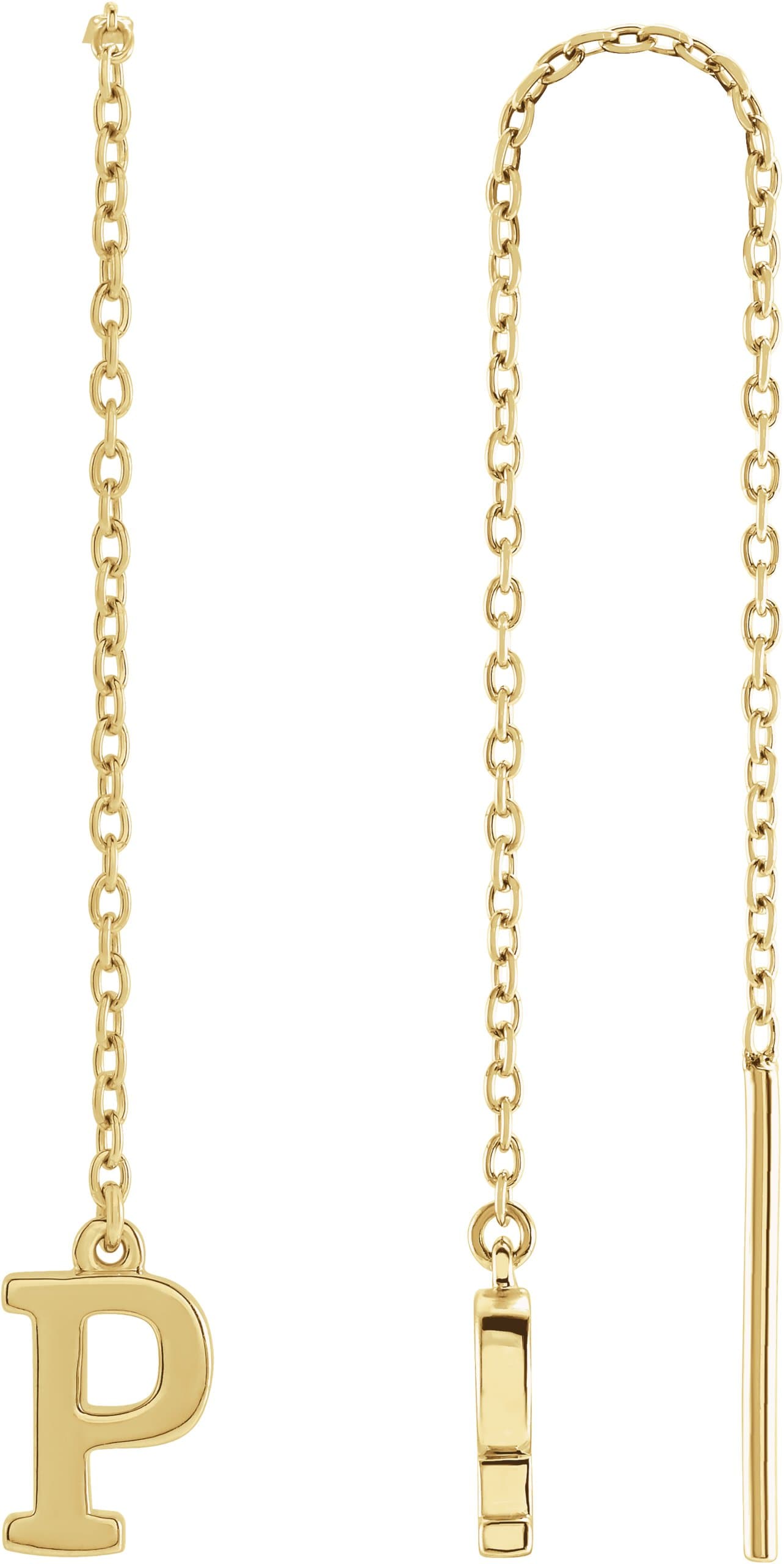 14K Rose Single Initial D Chain Earring