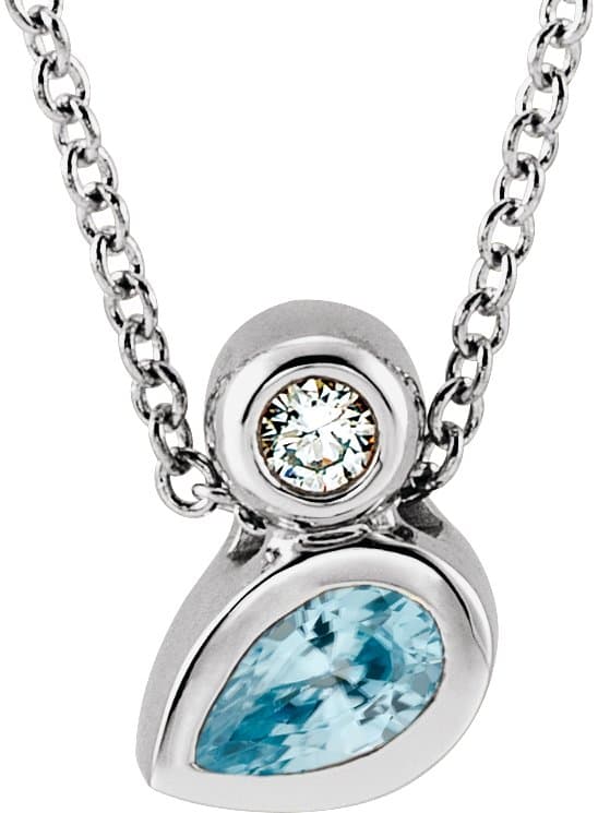 14K Rose 4x4 mm Square Lab-Grown Alexandrite & .03 CT Natural Diamond 16-18 Necklace