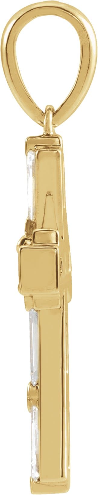 Accented Baguette Cross Necklace or Pendant view 2