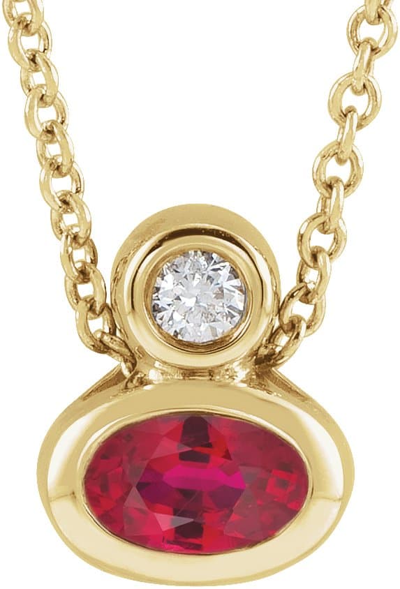 14K Rose 4x4 mm Square Lab-Grown Alexandrite & .03 CT Natural Diamond 16-18 Necklace