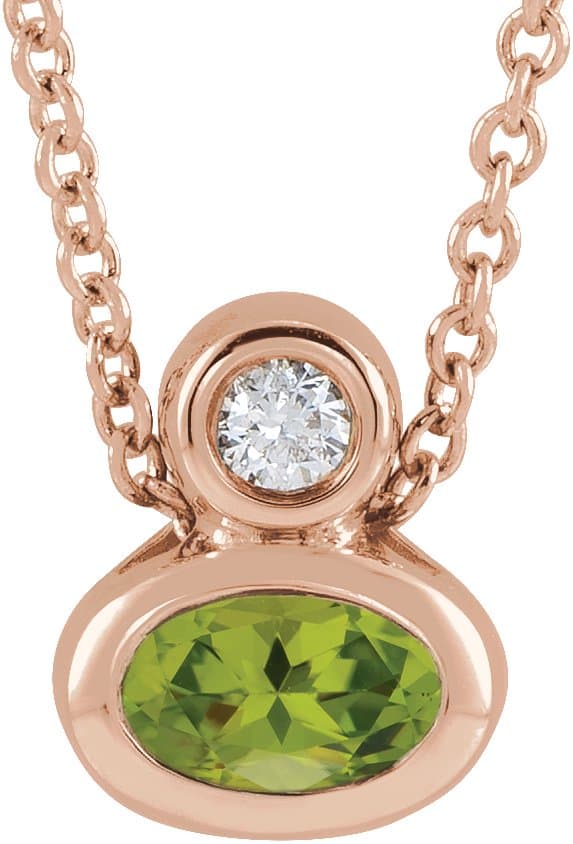 14K Rose 4x4 mm Square Lab-Grown Alexandrite & .03 CT Natural Diamond 16-18 Necklace