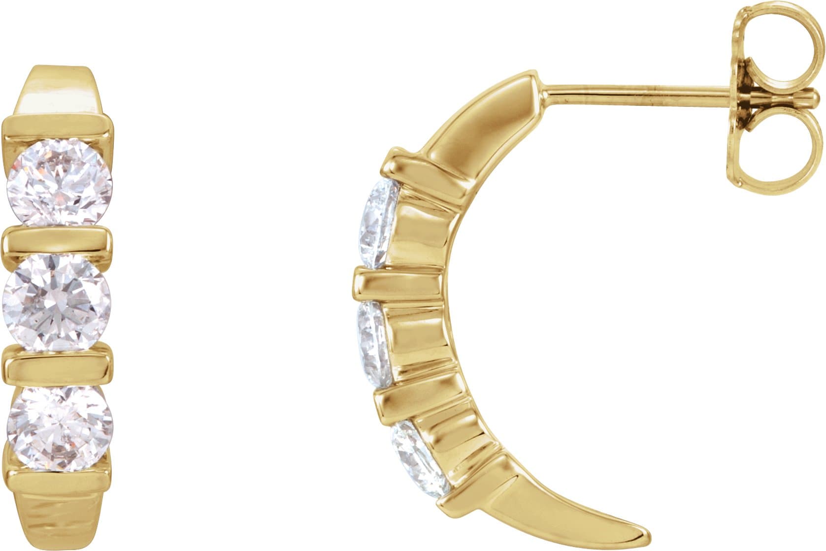 14K Rose 1 1/2 CTW Natural Diamond J-Hoop Earrings