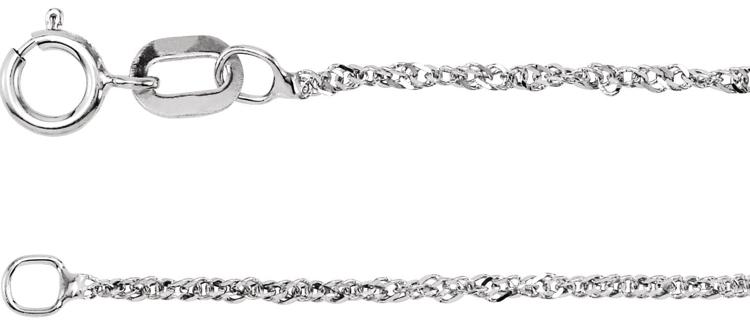 14K White 1 mm Singapore 16 Chain