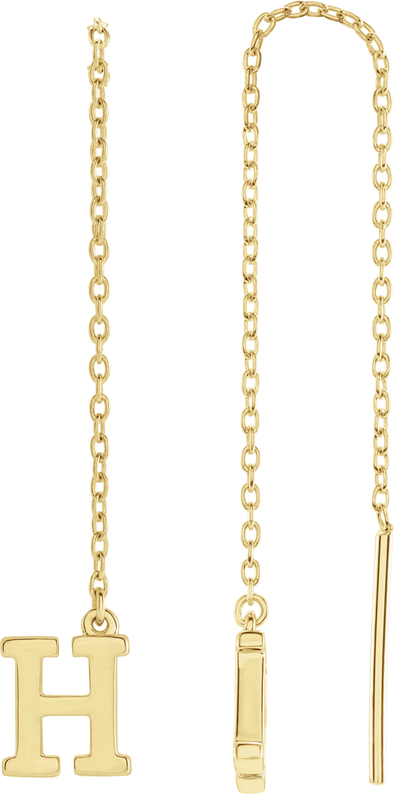 Single Initial Chain Earrings