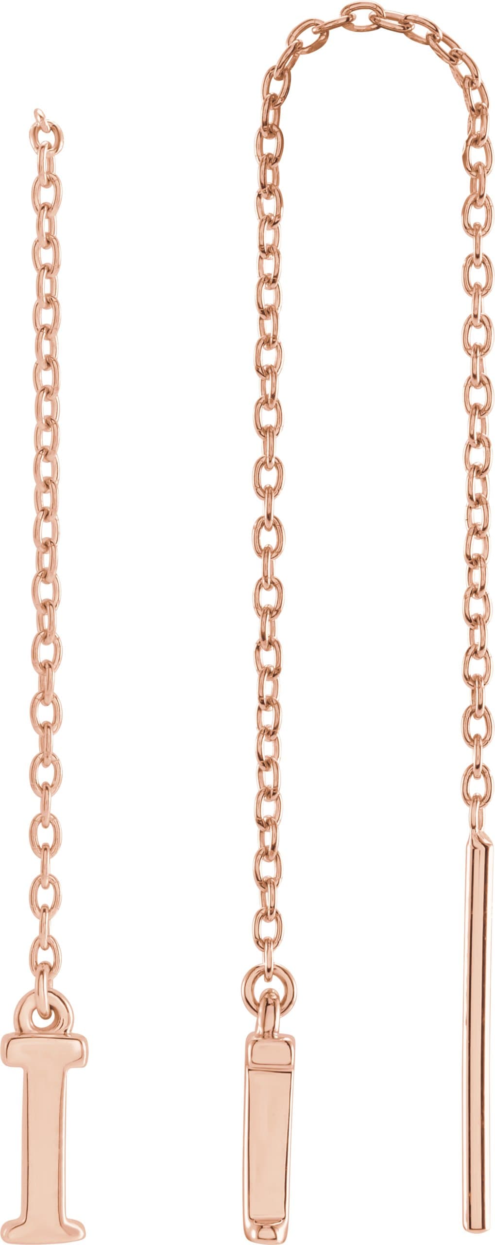 14K Rose Single Initial D Chain Earring