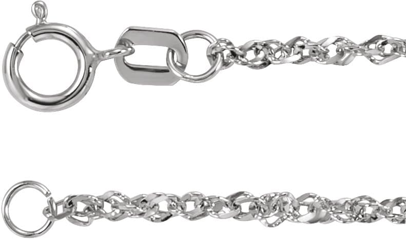 14K White 1.7 mm Diamond-Cut Singapore 16 Chain