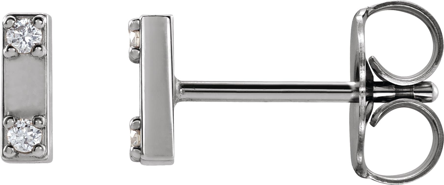 14K Rose .03 CTW Natural Diamond Two-Stone Bar Earrings