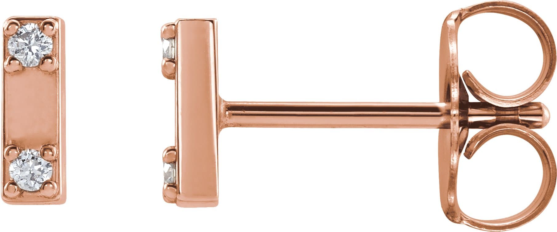 14K Rose .03 CTW Natural Diamond Two-Stone Bar Earrings