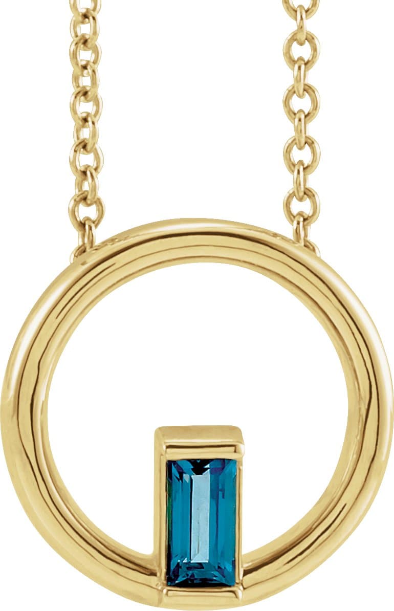 14K Rose Natural Citrine Circle 16-18 Necklace