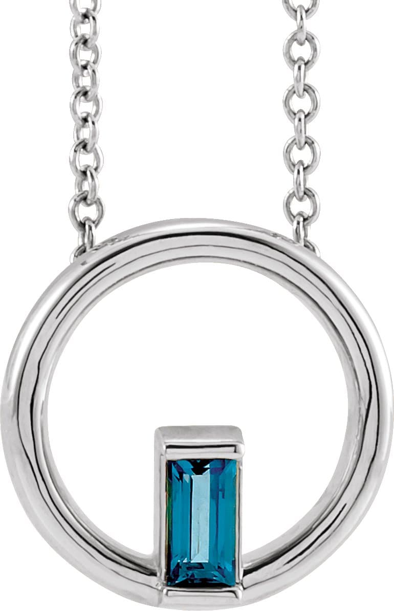 Straight Baguette Circle Necklace or Pendant view 1
