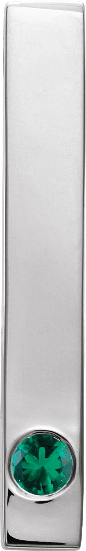 14K White Gold .06 CT Natural Diamond Family Engravable Bar Pendant