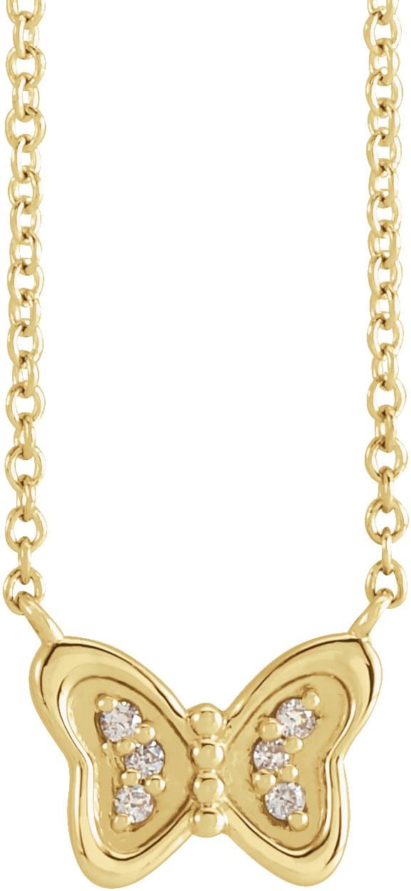 14K Rose .025 CTW Natural Diamond Butterfly 16 Necklace