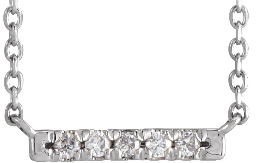 14K Rose .03 CTW Natural Diamond French-Set Bar 16 Necklace