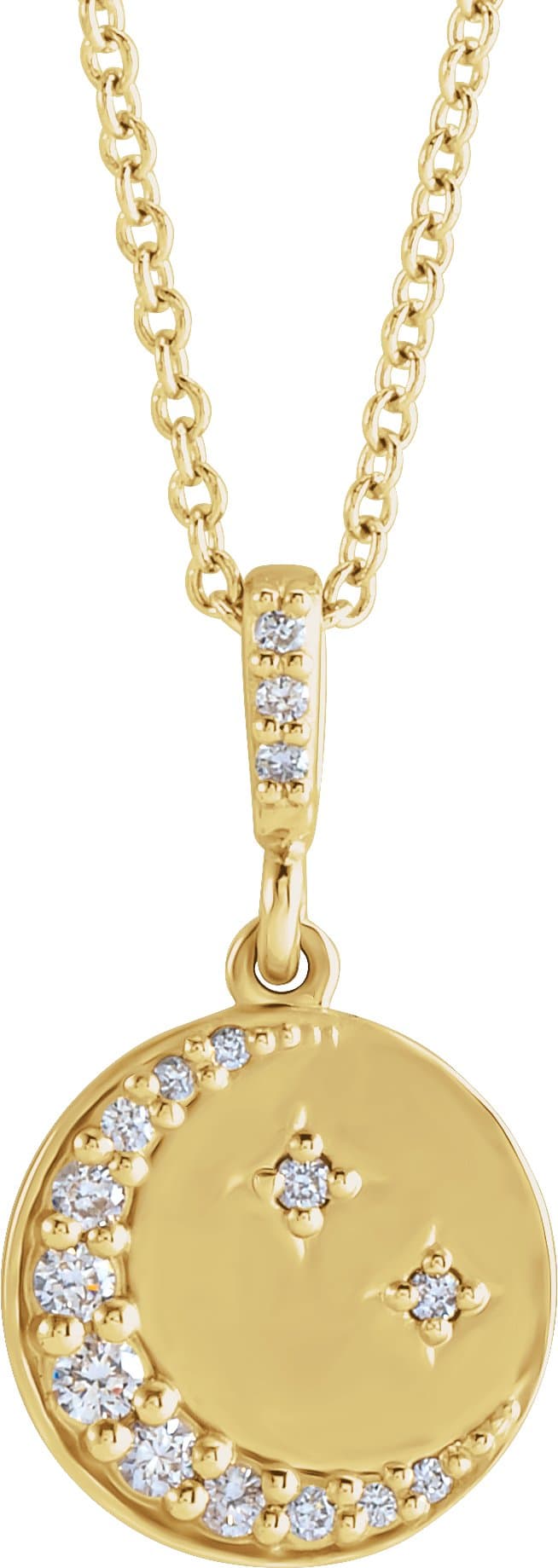 14K White 1/10 CTW Natural Diamond Crescent Moon 16-18 Necklace