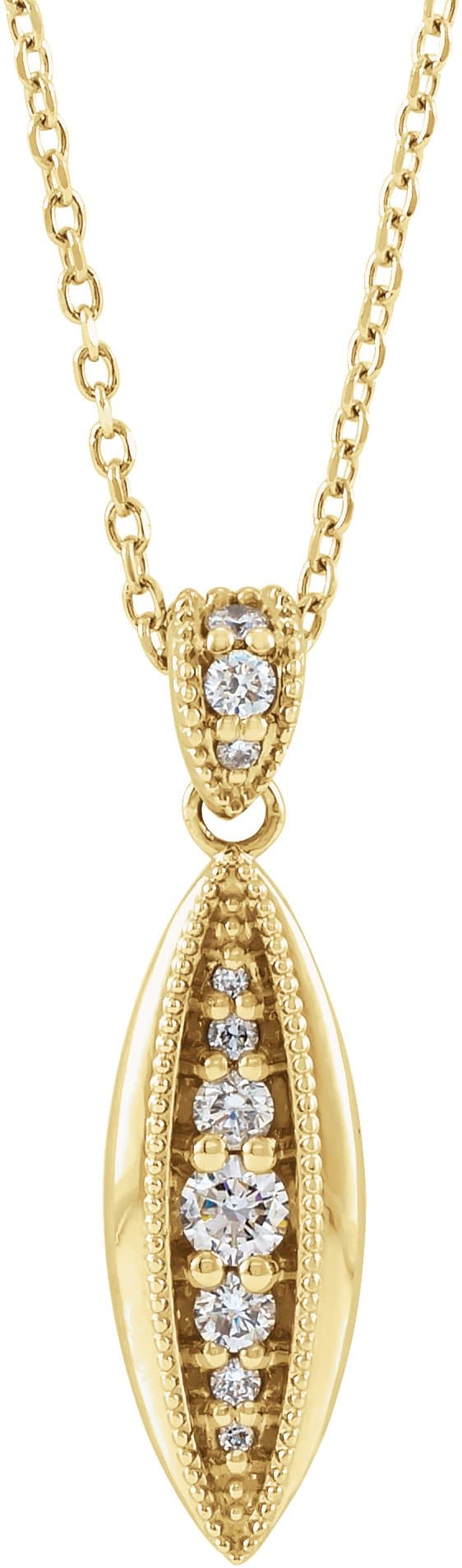 14K White 1/6 CTW Natural Diamond Beaded 16-18 Necklace