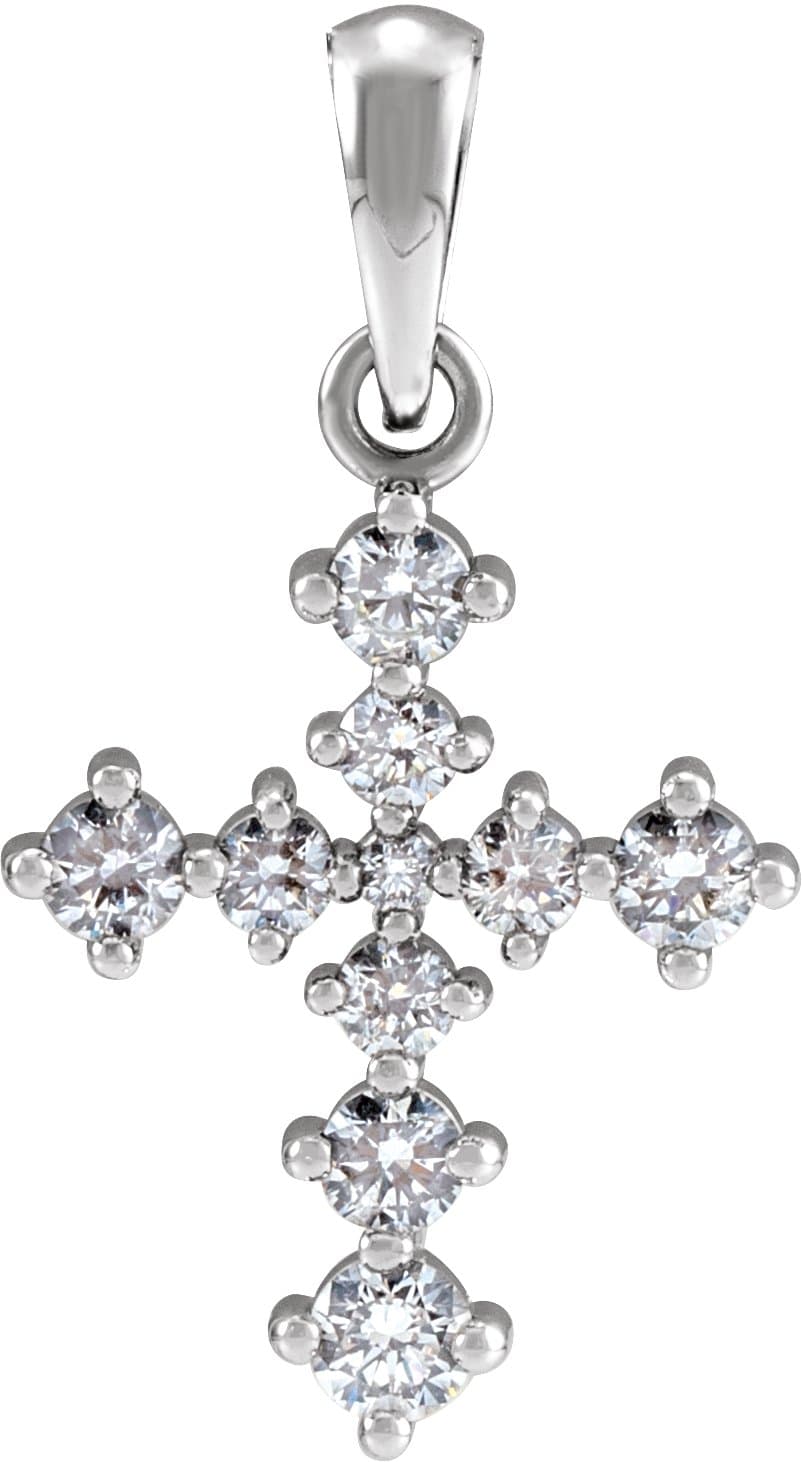 Sterling Silver 3/8 CTW Natural Diamond Cross Pendant