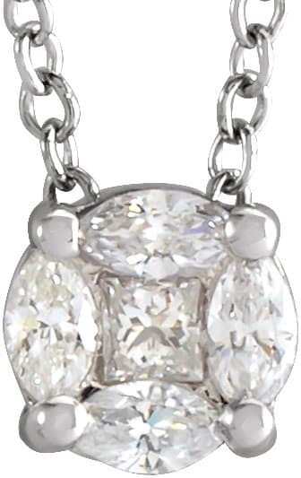 14K Rose 1/6 CTW Natural Diamond Cluster 16-18 Necklace