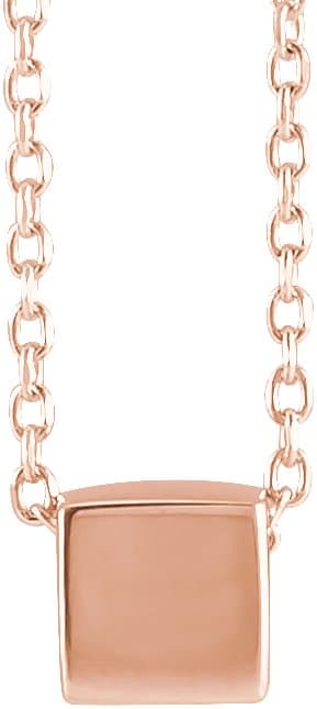 14K Rose 5x5 mm Cube 18 Necklace