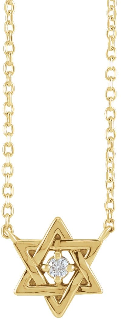 14K Rose .03 CT Natural Diamond Star of David 16 Necklace