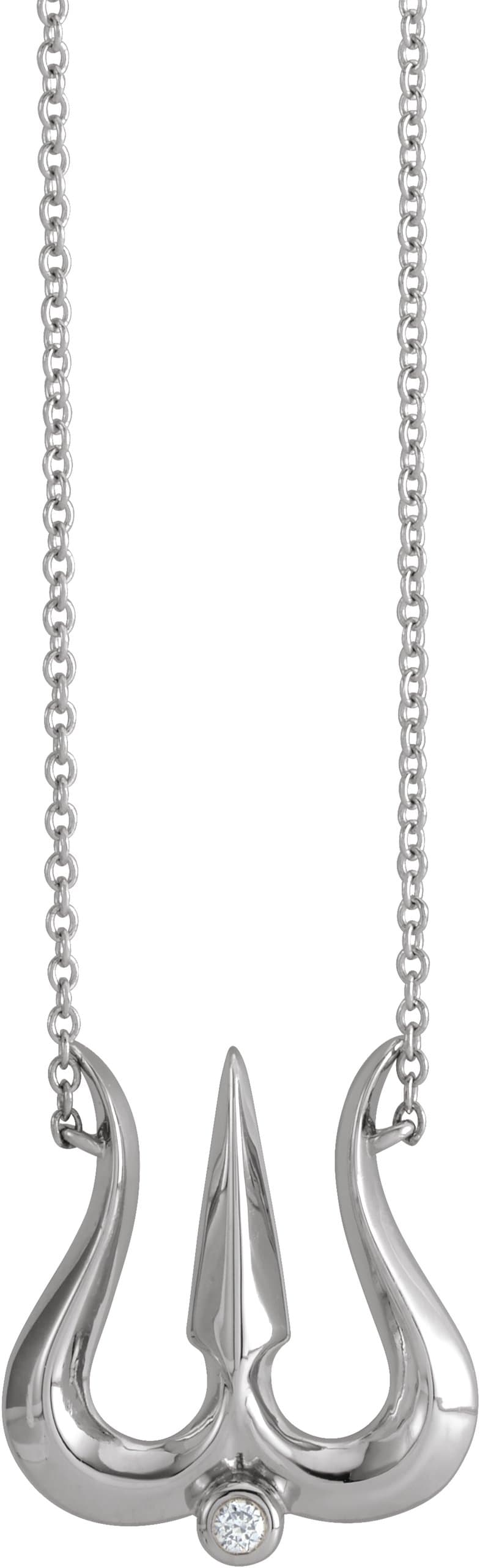 14K Rose .03 CT Natural Diamond Shiva Trishula 18 Necklace