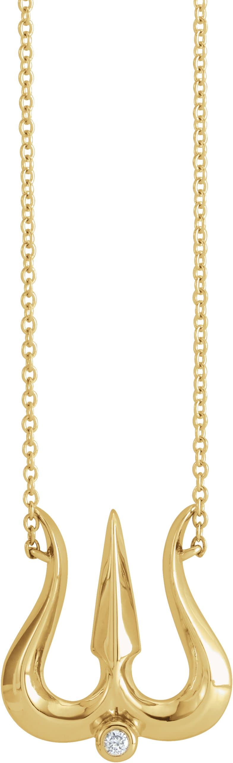14K Rose .03 CT Natural Diamond Shiva Trishula 18 Necklace