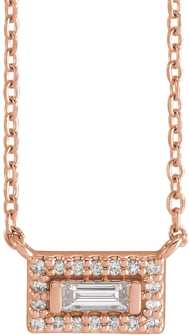 14K Rose 1/10 CTW Natural Diamond Halo-Style 16 Necklace