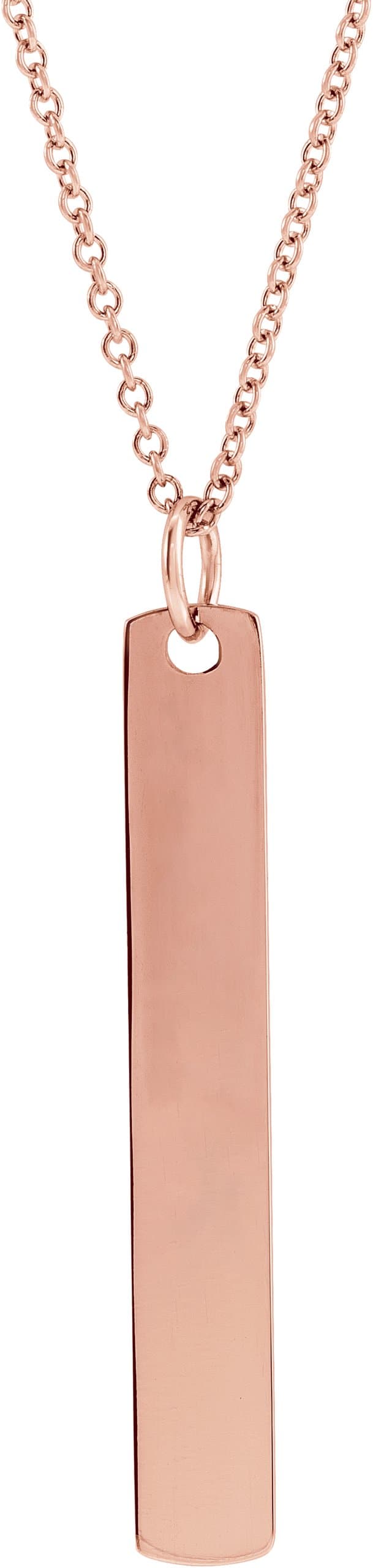 14K Rose Engravable Bar 16-18 Necklace