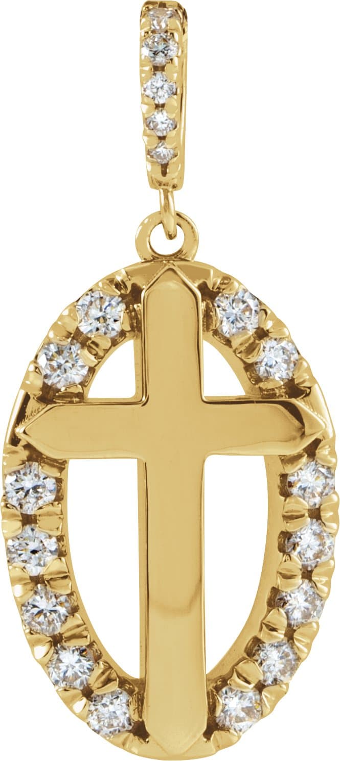14K Rose 1/5 CTW Natural Diamond Halo-Style Cross Pendant