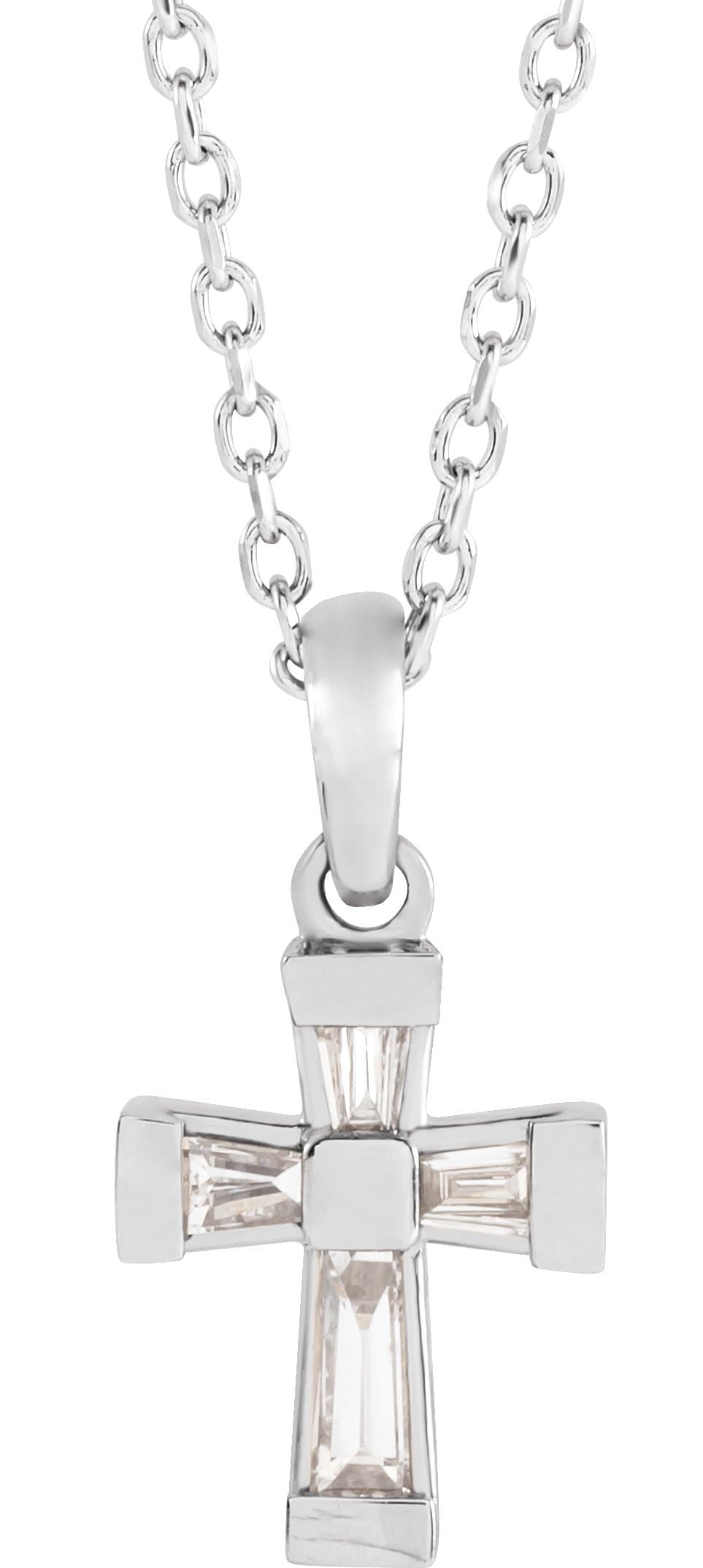 14K White 1/10 CTW Natural Diamond Cross 16-18 Necklace