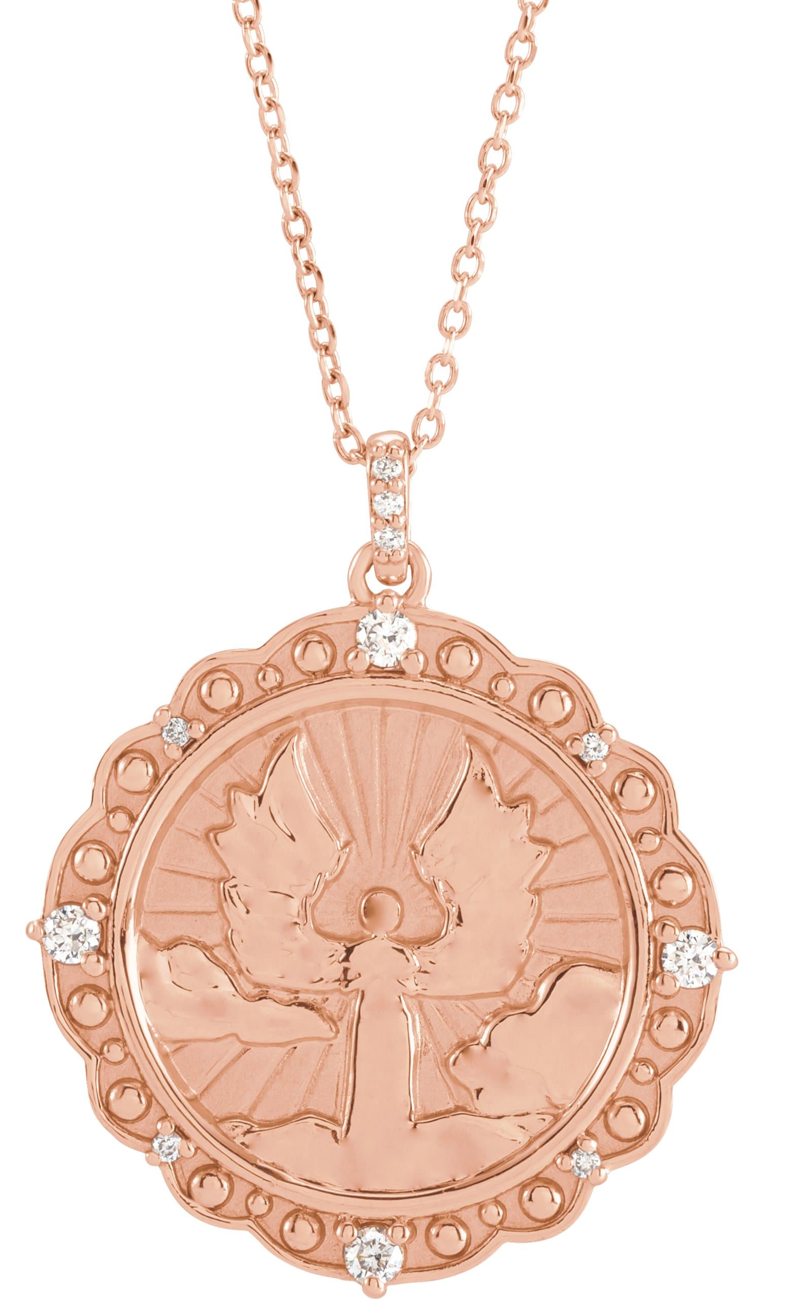 14K Rose 1/6 CTW Natural Diamond Guardian Angel 16-18 Necklace