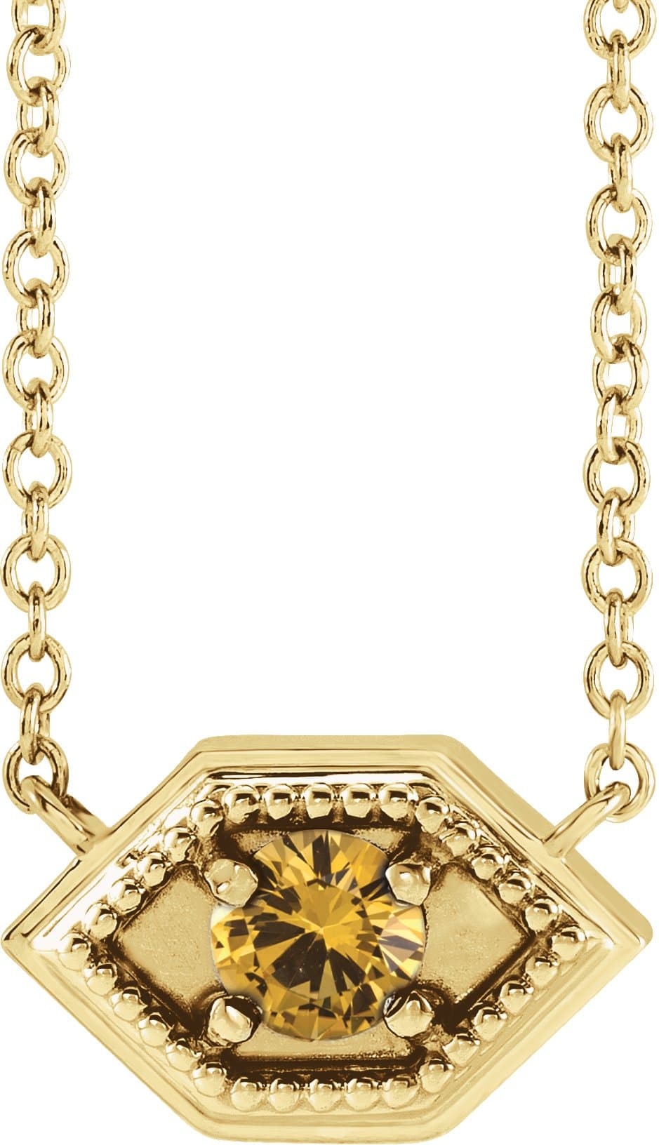 14K Rose Natural Black Onyx Geometric 16 Necklace